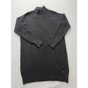 Superdry Sweater Dress Womens 4 Black Alpaca Blend Knit Mock Neck Long Sleeve